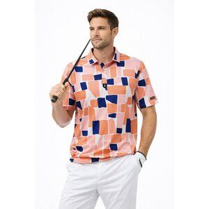 BAD BIRDIE short sleeve golf polo abstract print 2XL performance block party